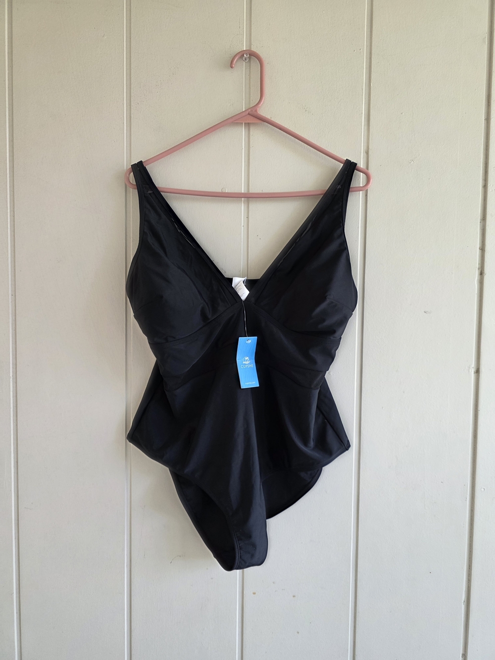 Cupshe Black One-Piece Swimsuit V-Neck New With Tags XL